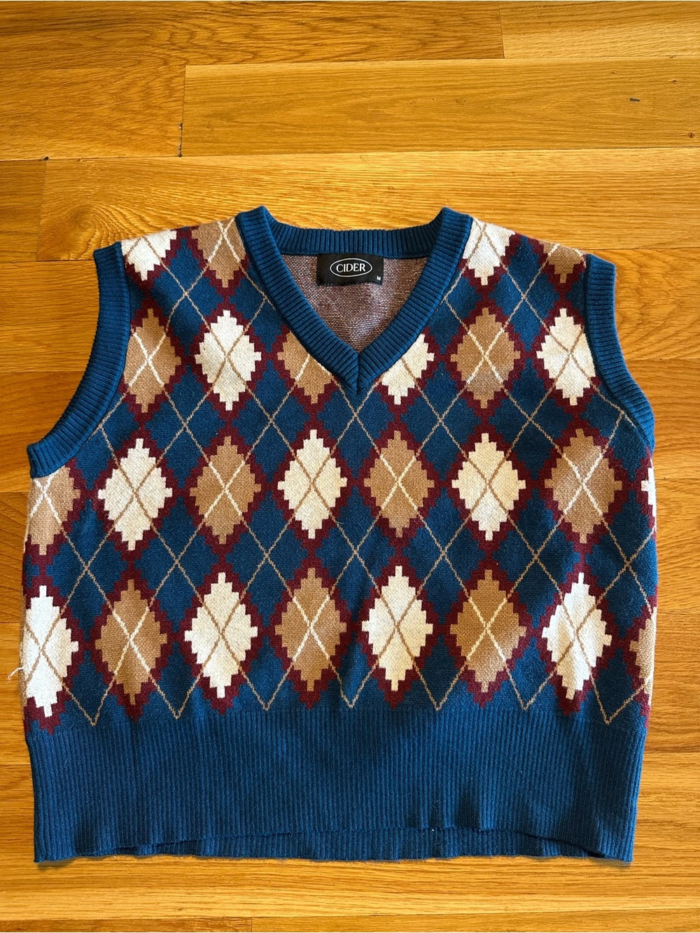 Cider Teal Blue Argyle V-Neck Sweater Vest